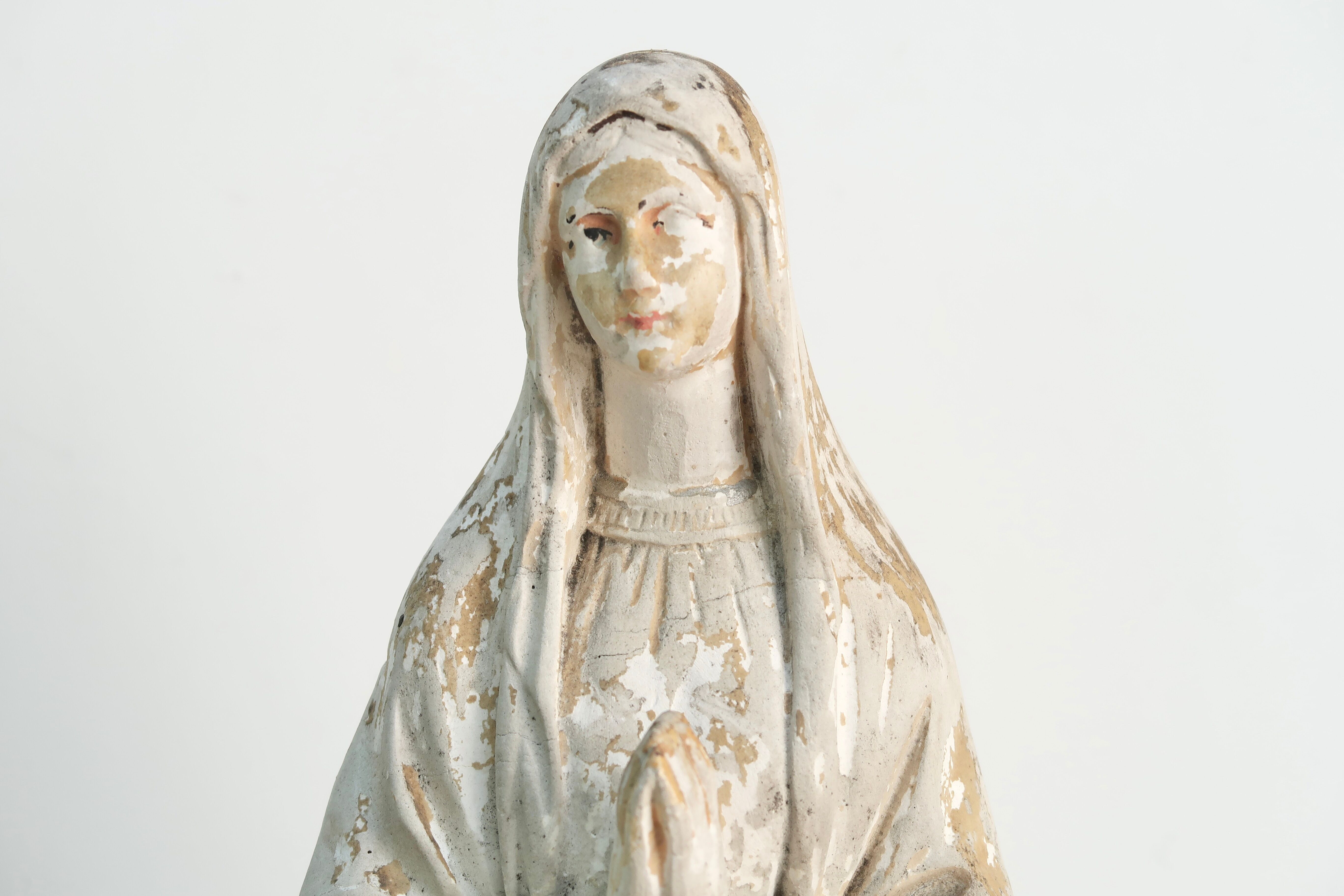 Plaster statue of the Virgin Mary signed Boye and Thomas Toulouse