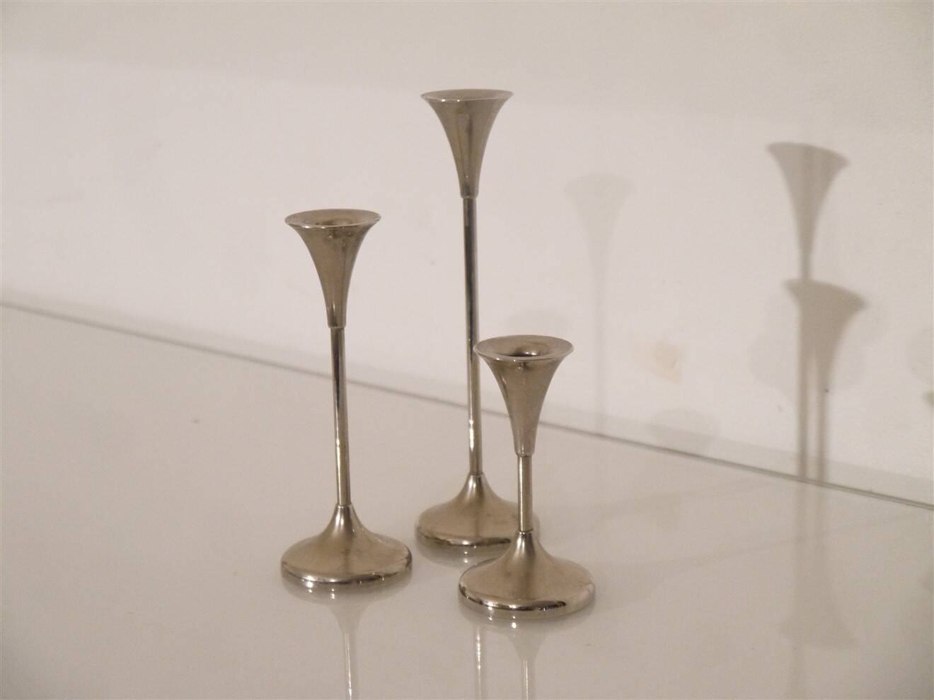 Danish metal candle holder set 1970