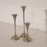 Danish metal candle holder set 1970