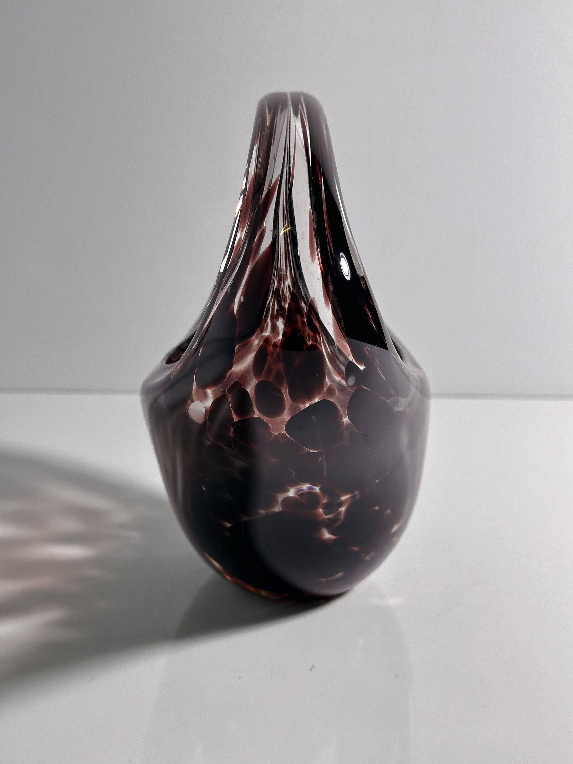 Murano Tortoise Glass Handle Bowl - 1970s