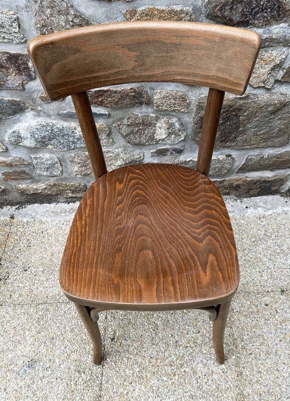 Set of 8 vintage bistro chairs, 50s, 60s, dark oak.