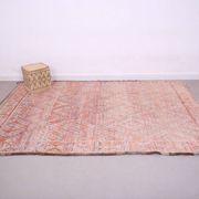 Pink Vintage Moroccan Rug 205 x 303 cm, Berber Wool Rug, Berber Boho Rug