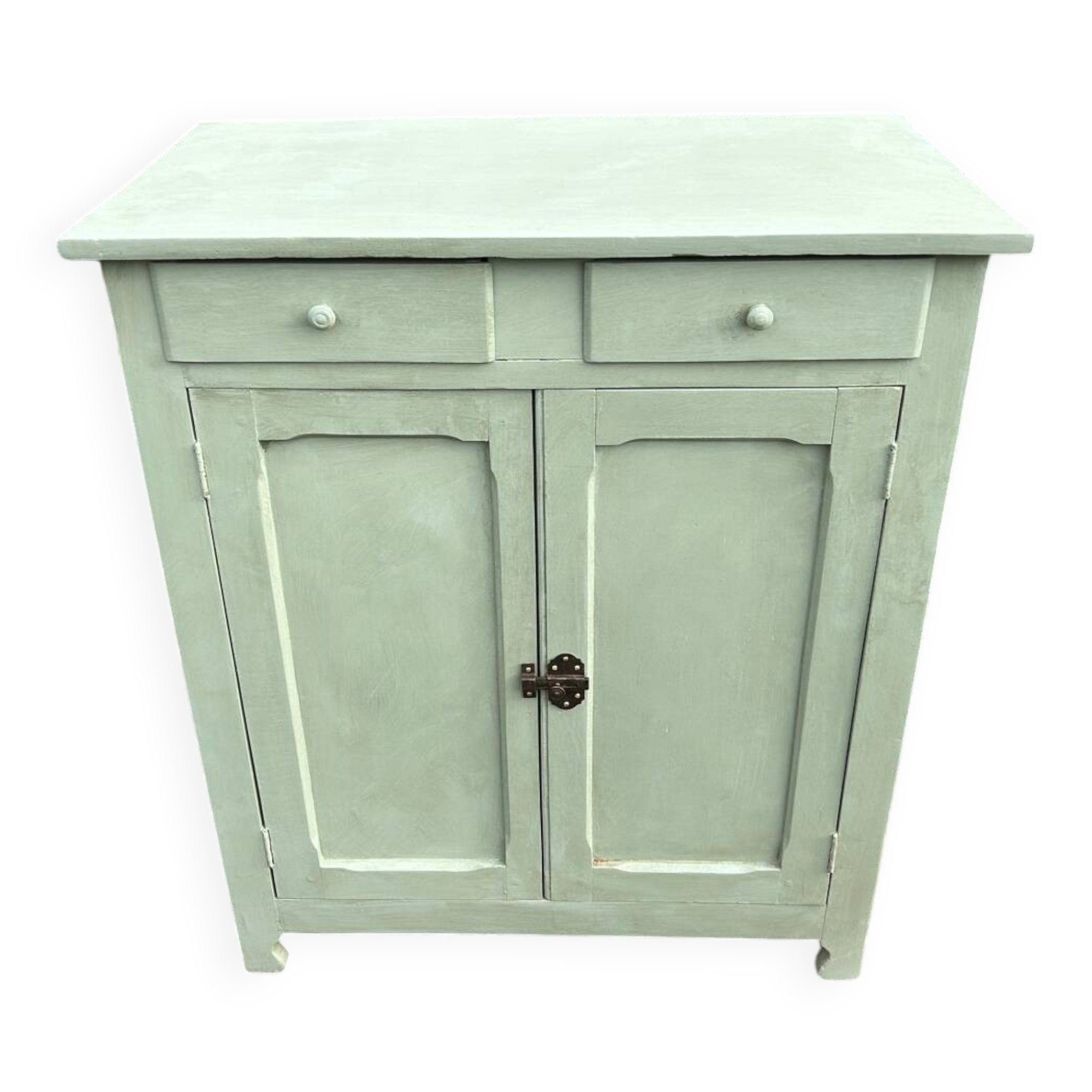 Renovated green mastic Parisian buffet.