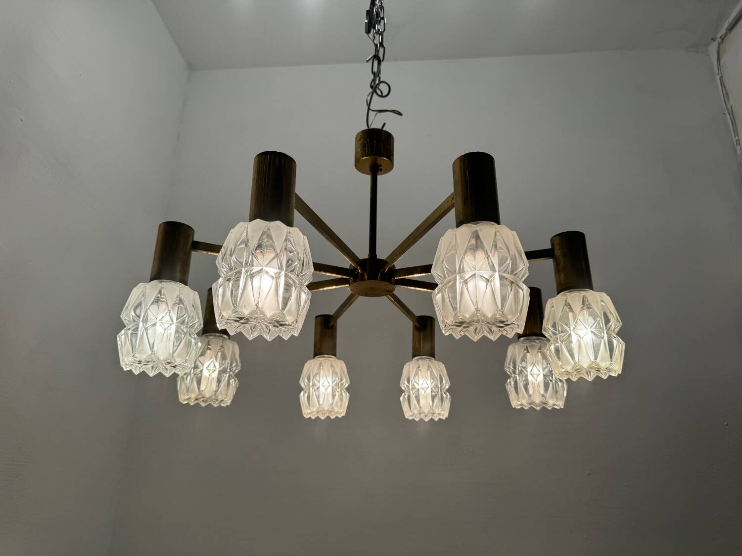Brass Crystal Chandelier 1960’s