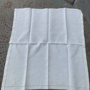 4 pastel yellow linen napkins, embroidered, AL monograms