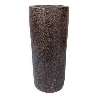 Vase rouleau en grès émaillé marron