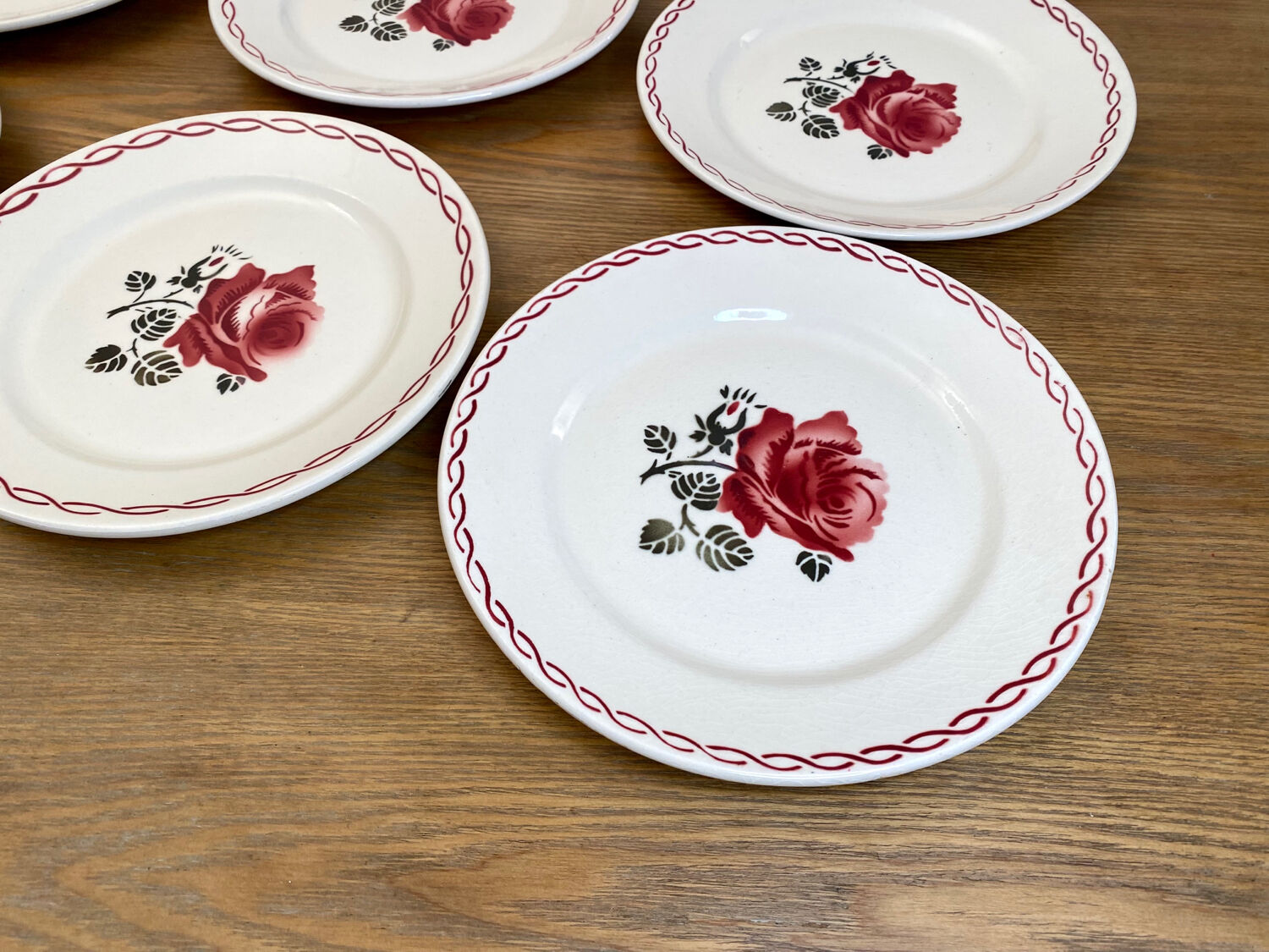 Dessert service 9 vintage Badonviller porcelain plates from the 60s