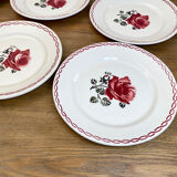 Dessert service 9 vintage Badonviller porcelain plates from the 60s