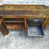 Oak and metal workbench