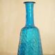 Legras blue enamelled glass carafe with wisteria decoration