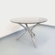 Vintage dining table in smoked glass plexiglass and chrome metal.