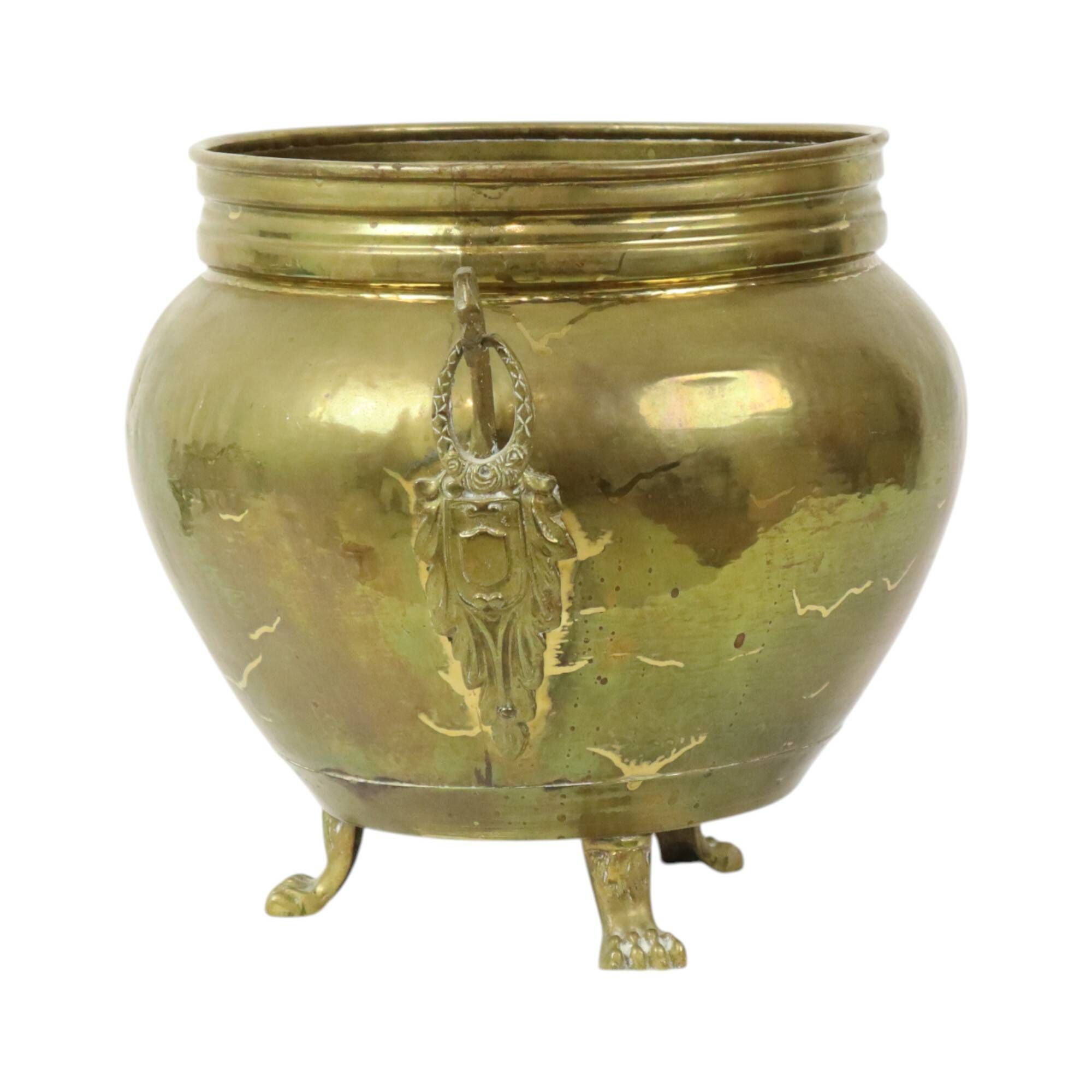 Antique French Jardinière Flower Pot Brass Early 20th Century