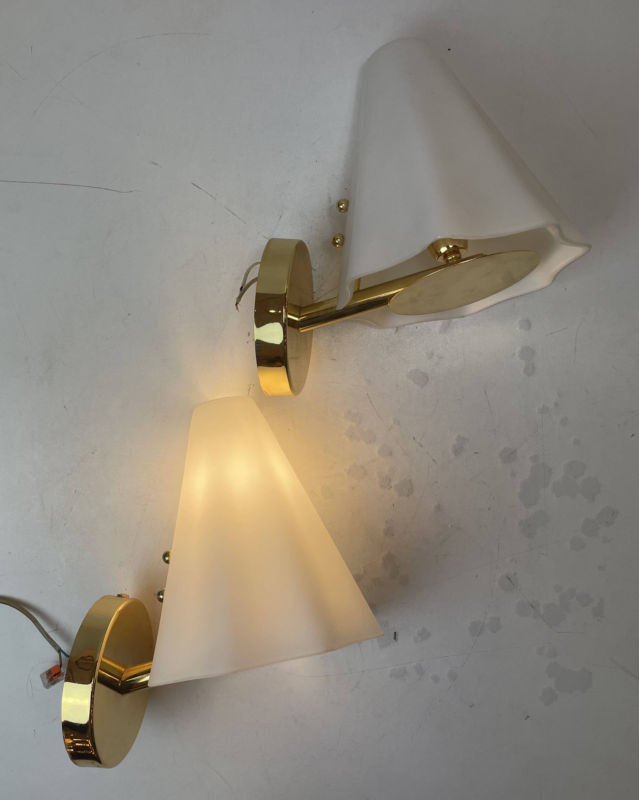 Pair of Murano Glass Wall Lamps, Italy, 1980s