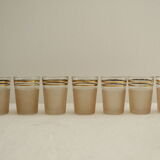 7 pink and gold vintage glass liquor glasses