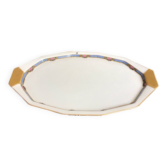 Oval Limoges porcelain dish with 1930 decoration