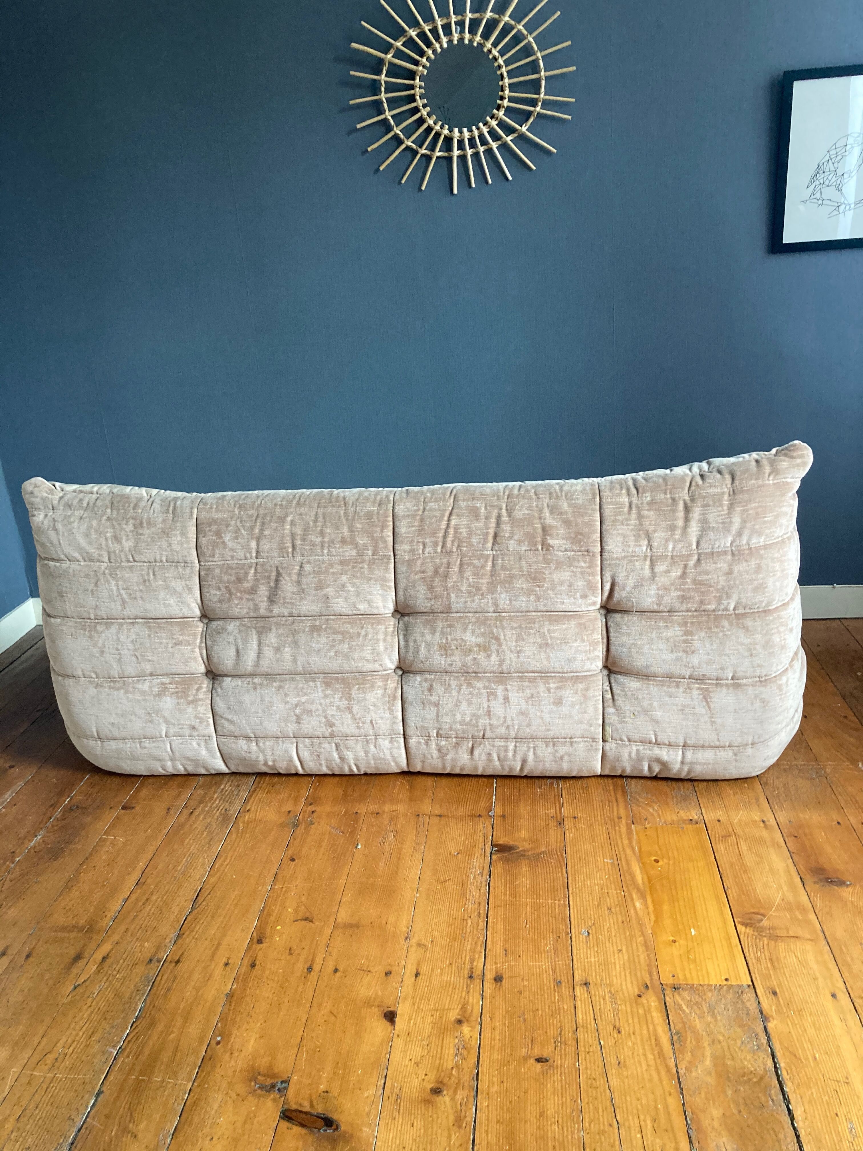 3-seater Togo velvet sofa