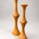 Pair of sculptural turned wood candlesticks – Vintage 1960s-1970s