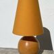 Lampe boule en bois tourné jaune 1980