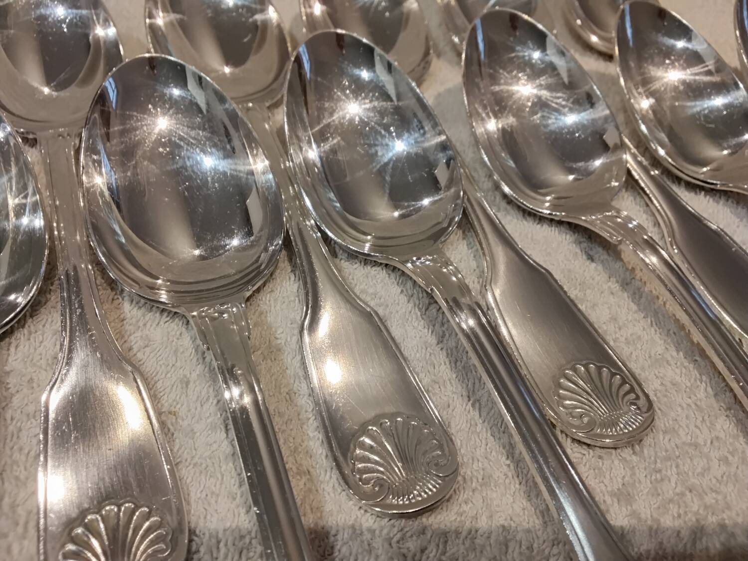 12 silver-plated soup spoons by Christofle, Vendome pattern