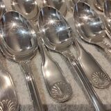 12 silver-plated soup spoons by Christofle, Vendome pattern