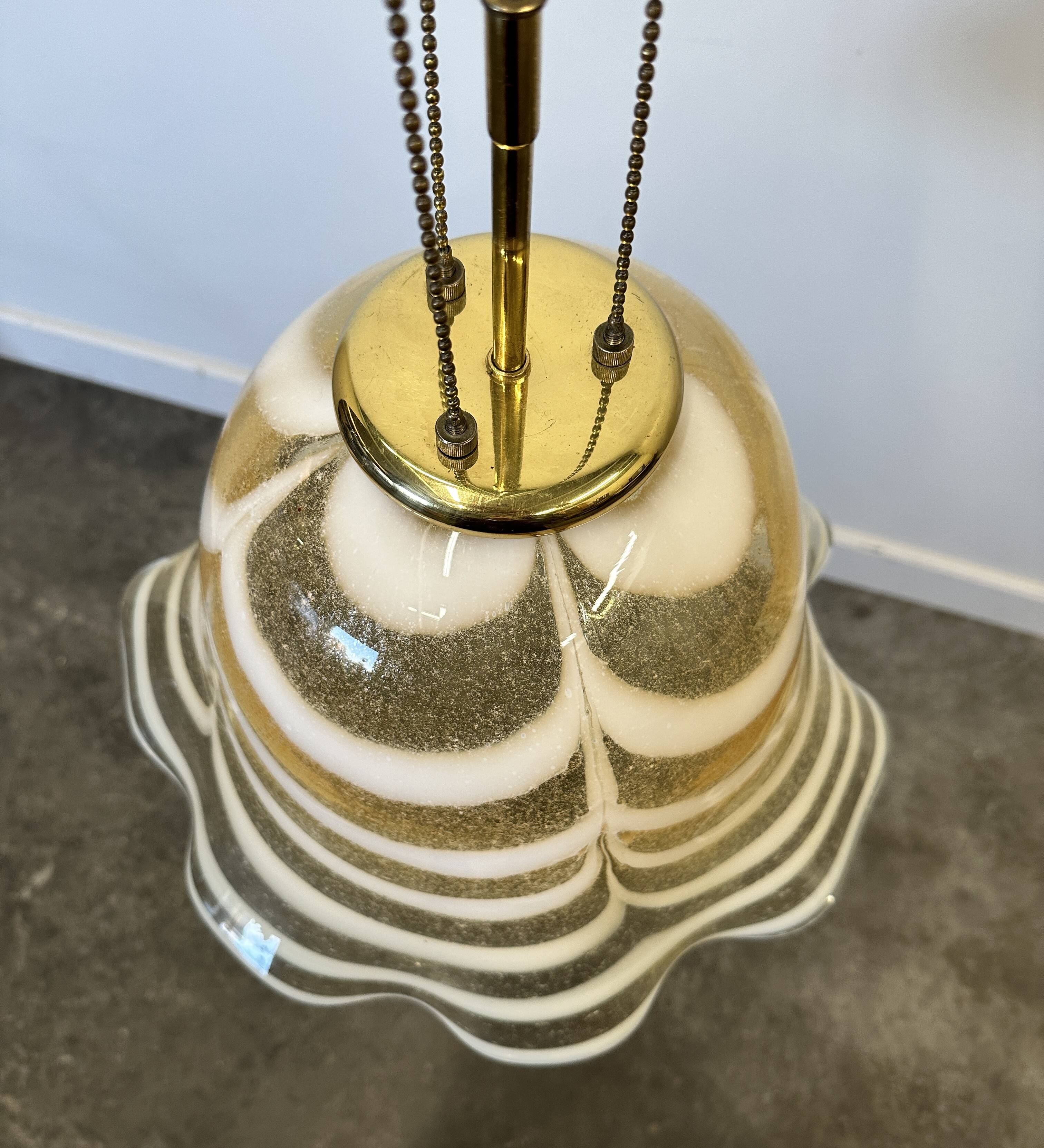 Original Venetian Murano Striped Art Glass Pendant Lamp Fazzoletto, Italy,