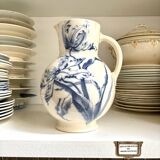 Sarreguemines pitcher, iron earthenware jug, "Narcissus" service