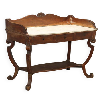 Bureau Empire ancien en noyer avec plateau en marbre, Italie, XIXe siècle