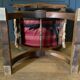 Fauteuil dagobert debut XXe bois sculpte blason neogothique sculpture