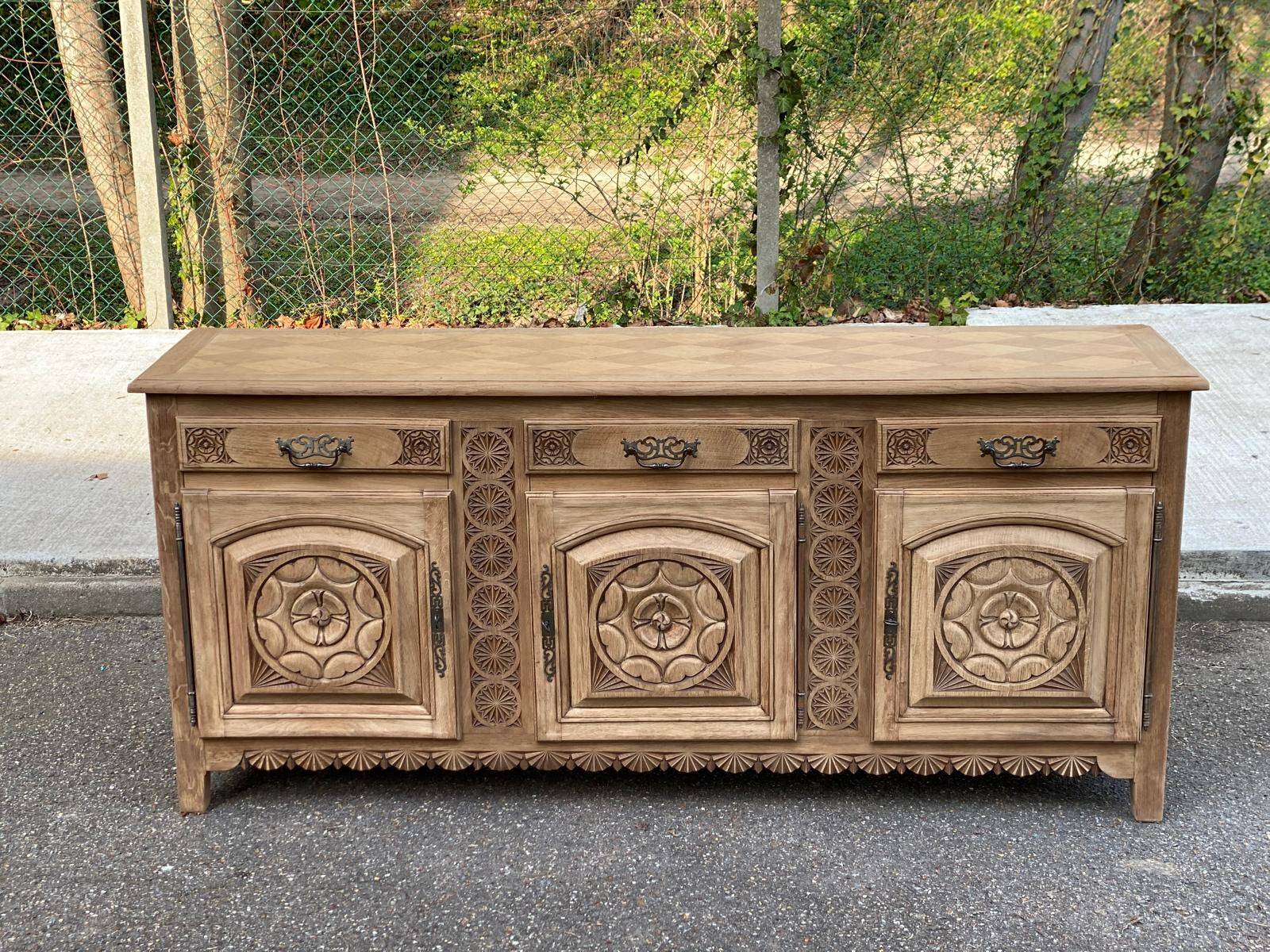 Breton buffet enfilade Art Deco 215cm 19th century
