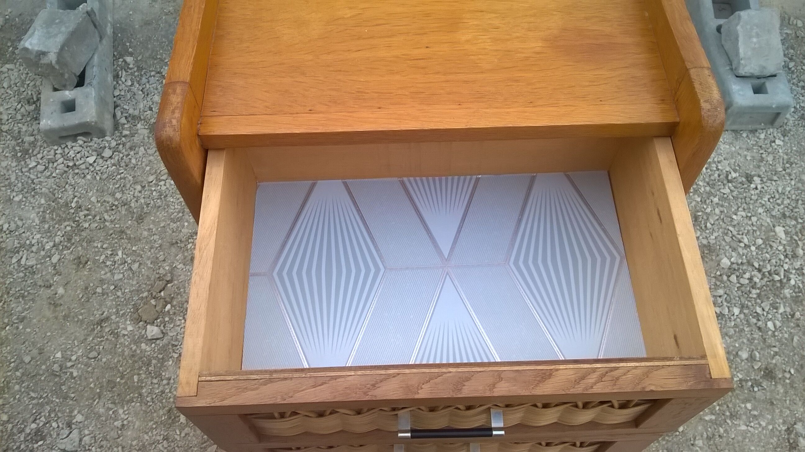 Commode haute rotin années 60