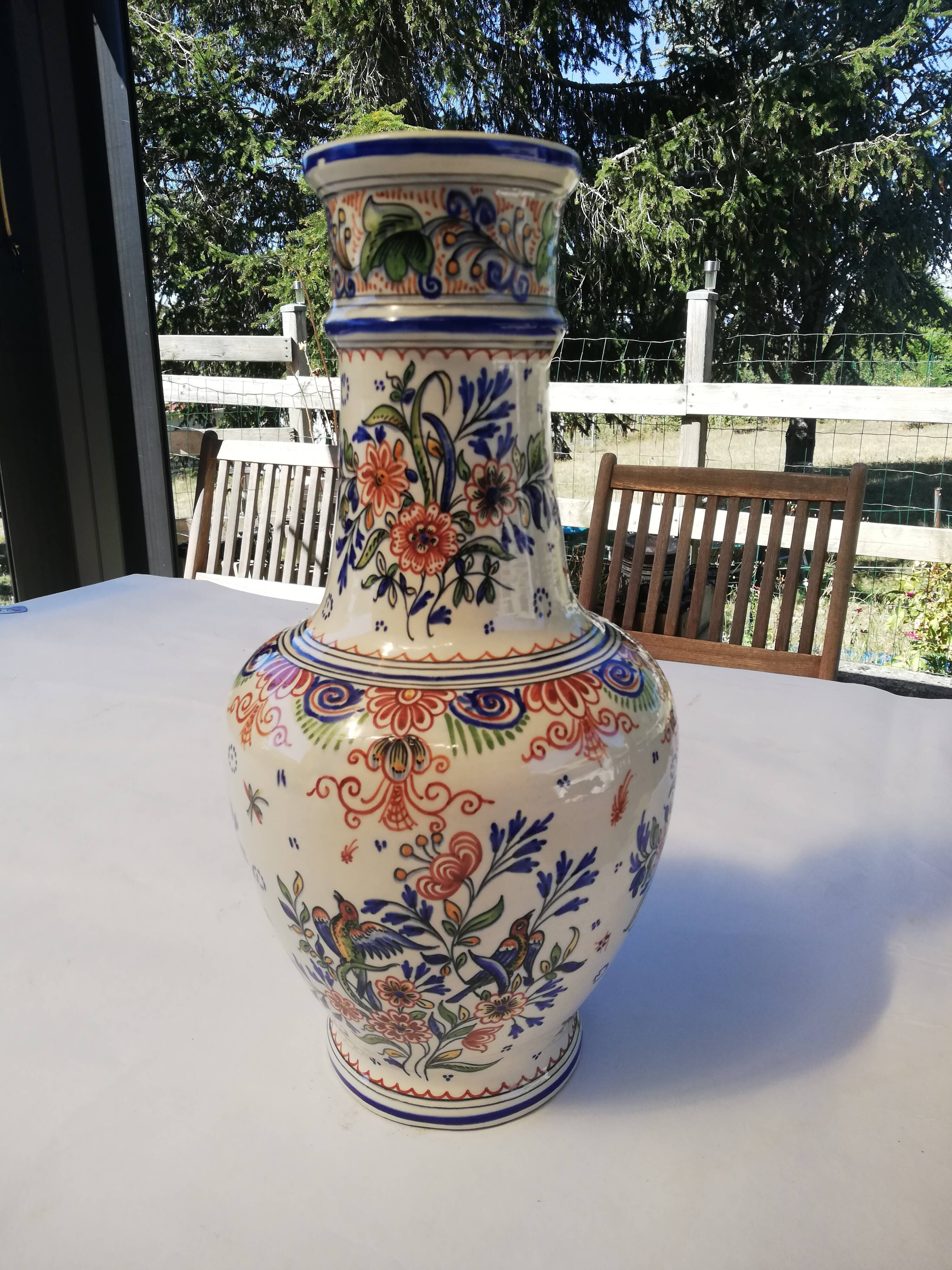 Large old ceramic vase signed