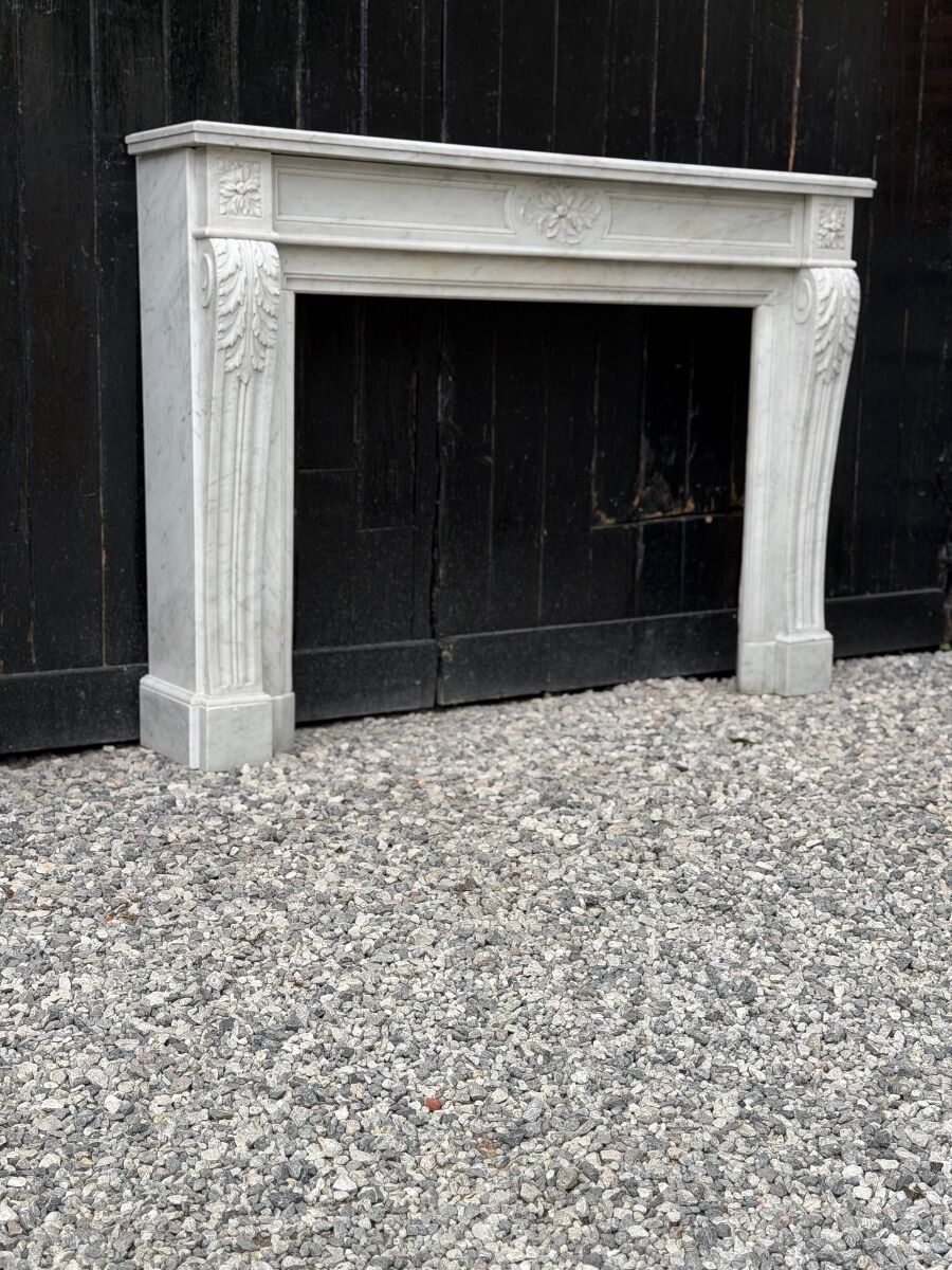 Louis XVI style Carrara marble fireplace circa 1880