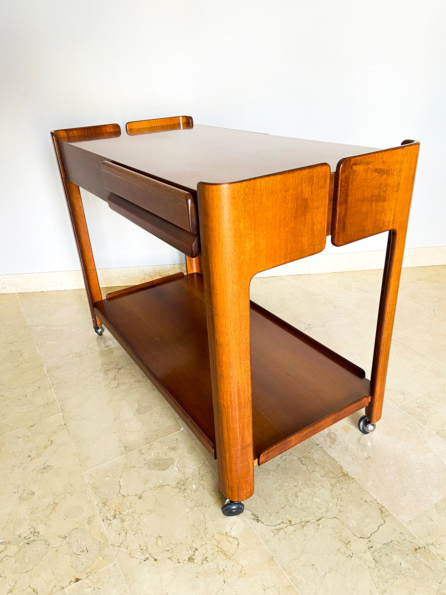 Walnut coffee table with two drawers, Italy 1970s