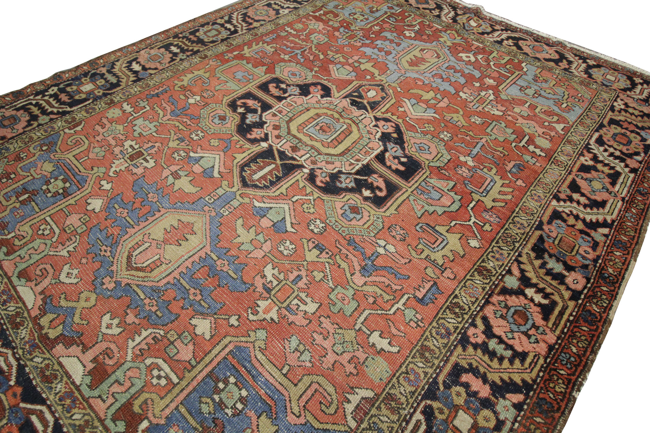 Handmade Persian Heriz Carpet, Large Tribal Wool Rug- 280x220cm