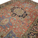 Handmade Persian Heriz Carpet, Large Tribal Wool Rug- 280x220cm