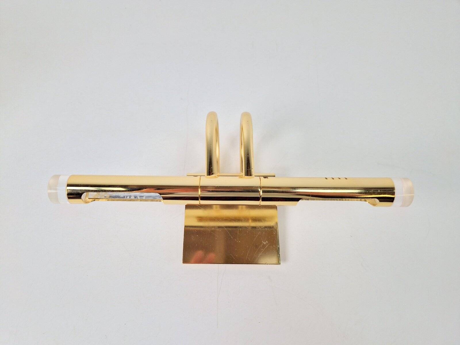 Regency Brass Acrylic Cabinet Lamp by Lumina, 1980s, Set of 3