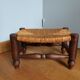 Footrest low stool wood and straw
