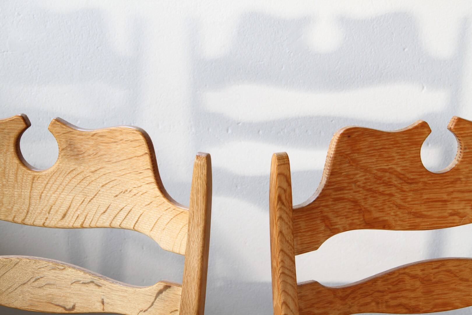 Vintage Brutalist Oak Razorblade Red Striped Armchair by H. Kjærnulf, 1960s