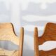 Vintage Brutalist Oak Razorblade Red Striped Armchair by H. Kjærnulf, 1960s