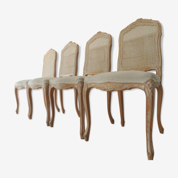 Set of 4 Louis XV style chairs with canned back