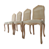 Lot de 4 chaises style Louis XV dos cannés