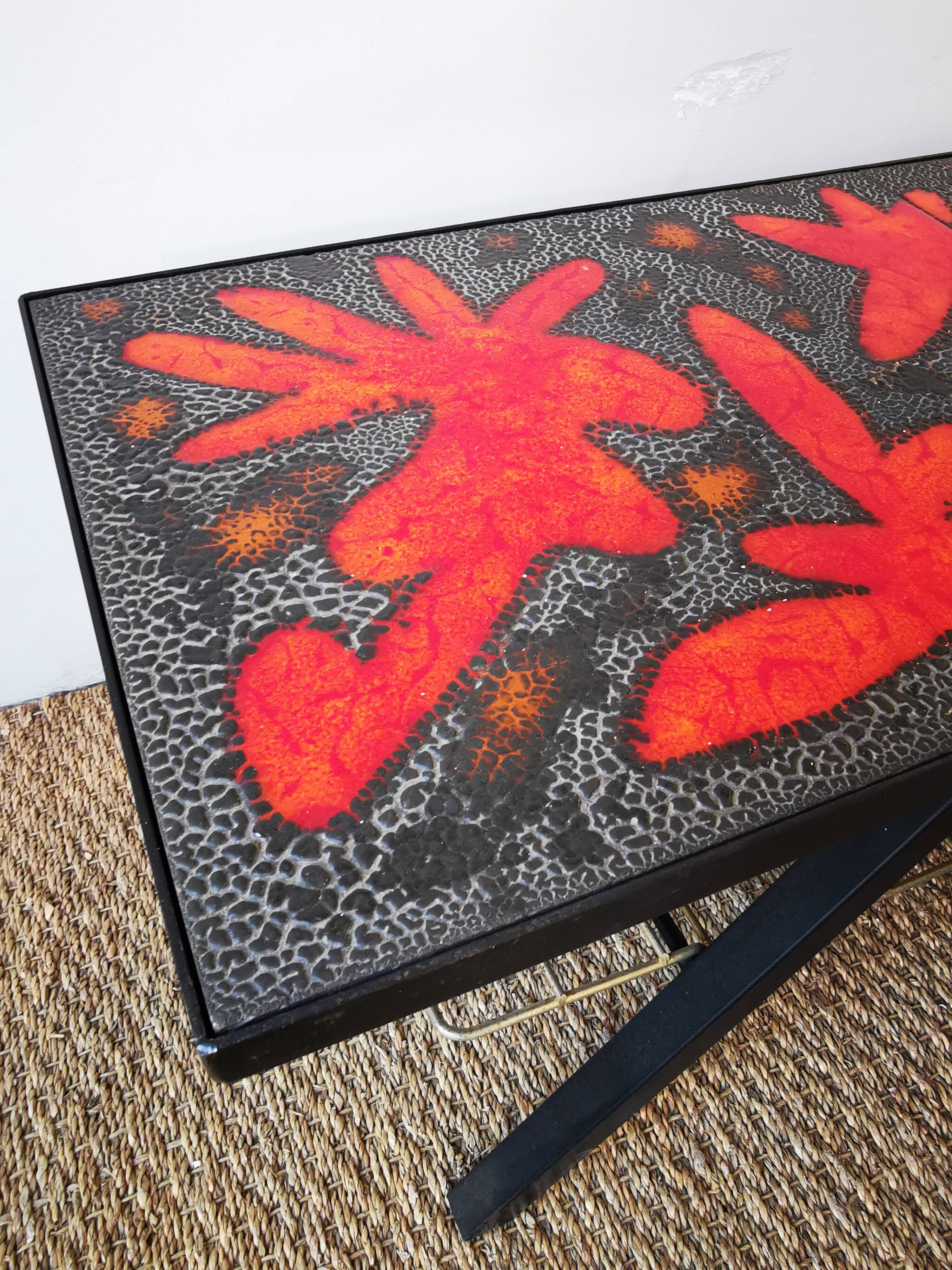 Coffee table of the "cloutier brothers" in lava stone 50s