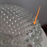 Round bubbled textured transparent glass vase