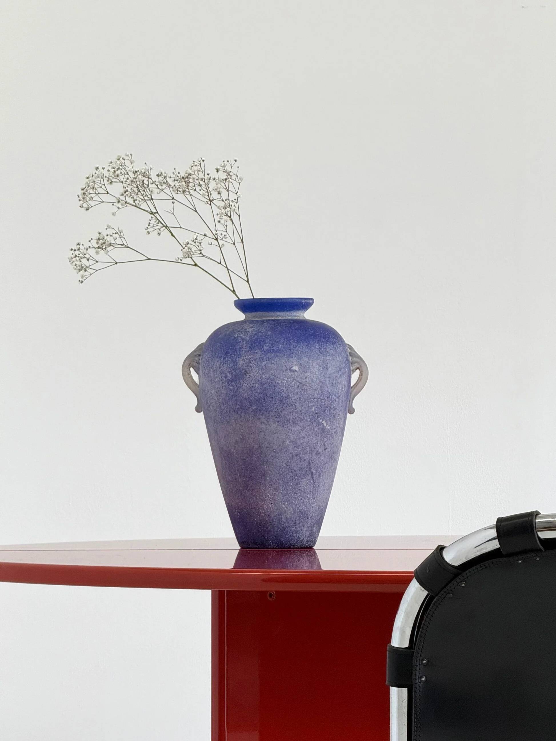 Vintage Murano amphora vase cobalt blue