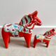Ensemble de 2 chevaux Dala en bois vintage de Suède