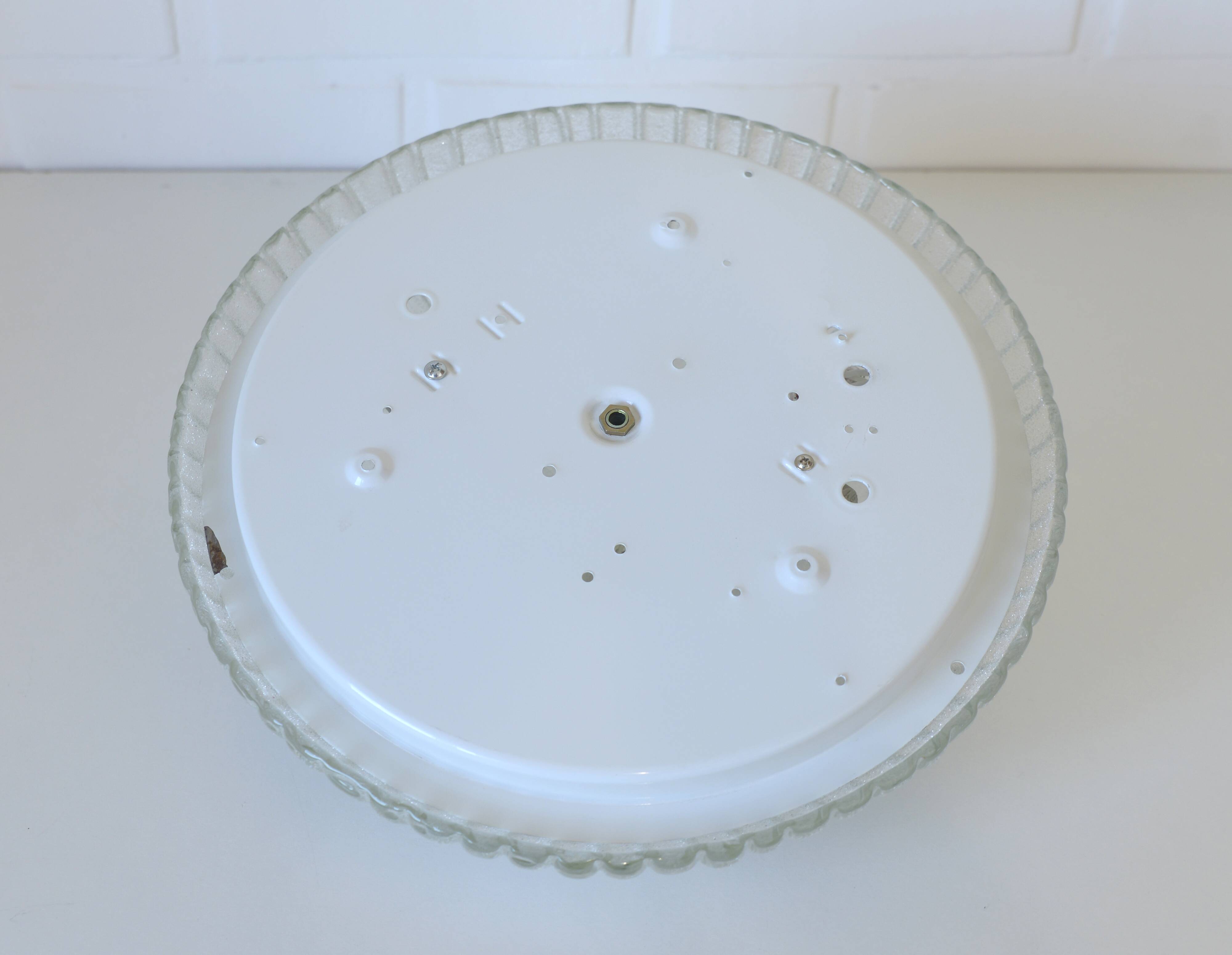 Vintage wall sconce flush mount ceiling light ice glass light fixture 1980s