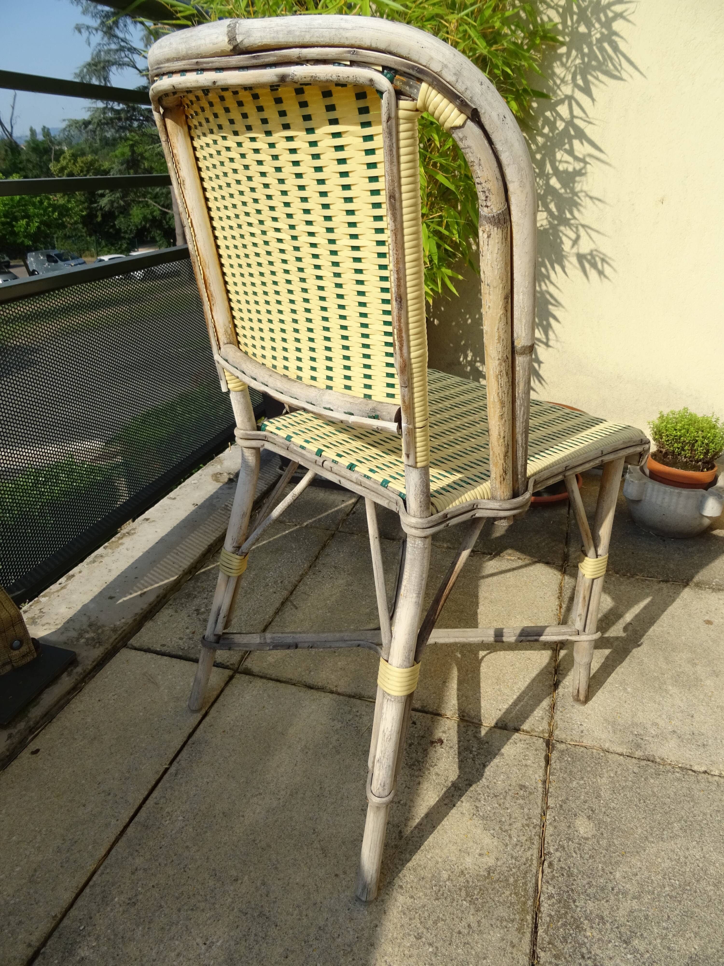 4 vintage bistrot de Paris rattan chairs