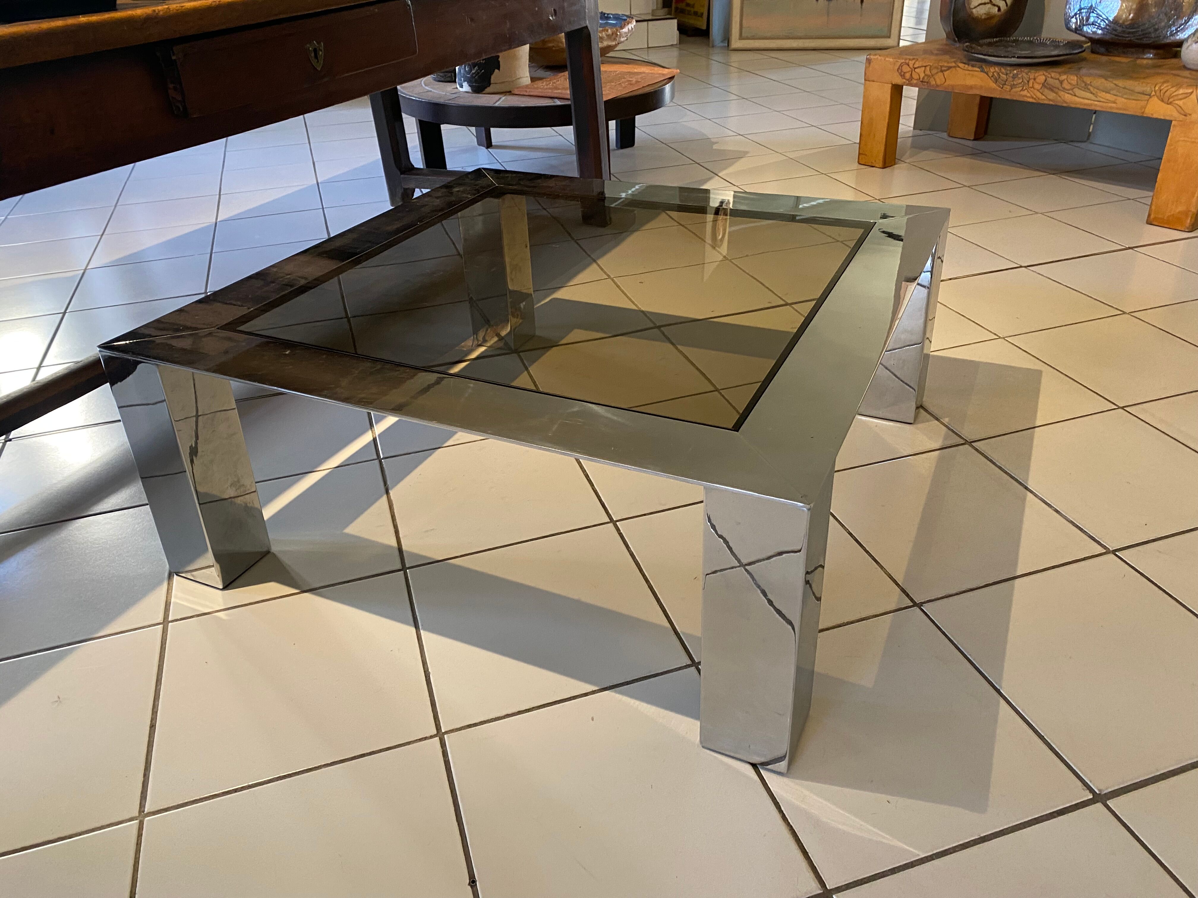 Glass and chrome coffee table