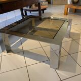 Table basse en verre et chrome
