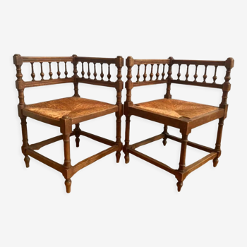 Ensemble de deux chaises en osier 19ème siècle